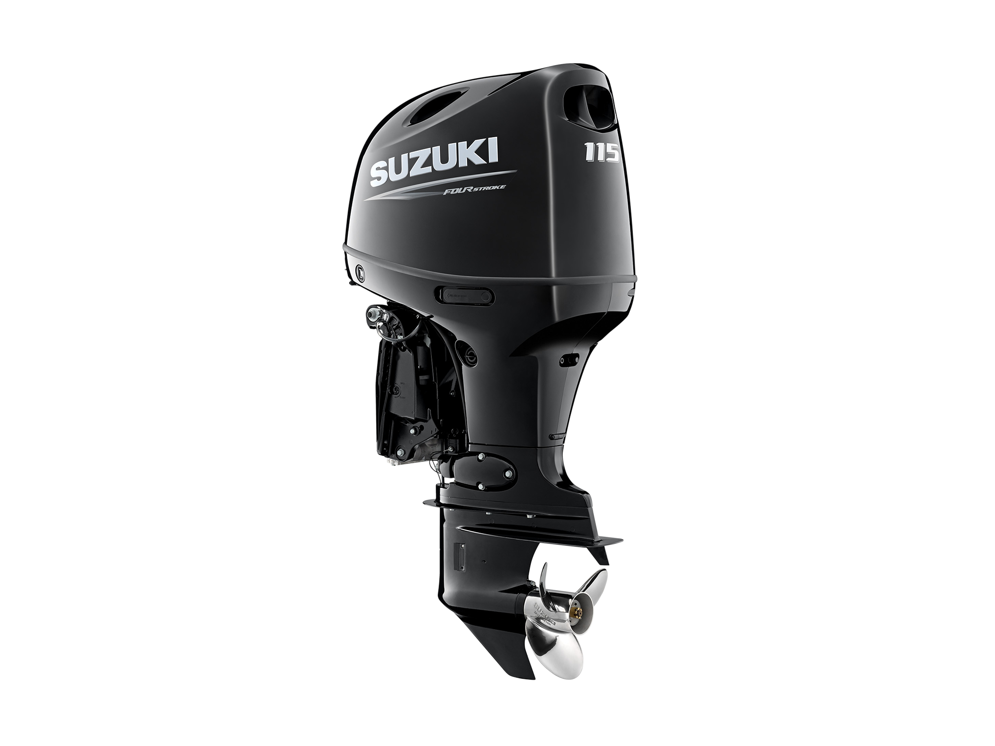 Suzuki DF115BG — black, real official Suzuki Marine UK model photograph