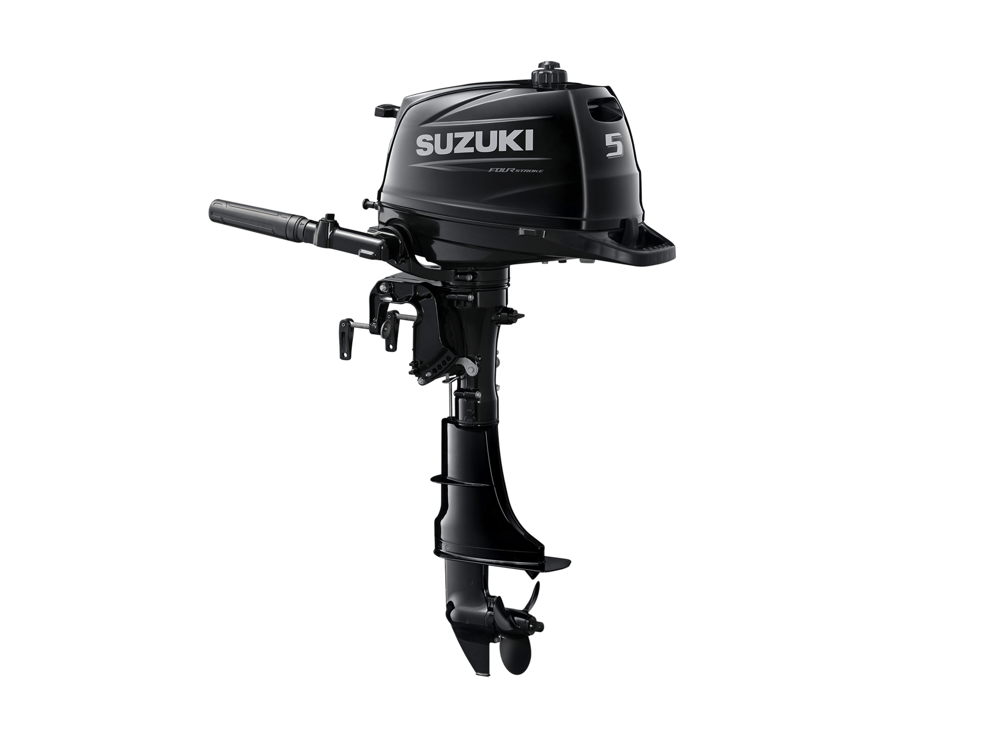 Suzuki DF5A — black, real official Suzuki Marine UK model photograph